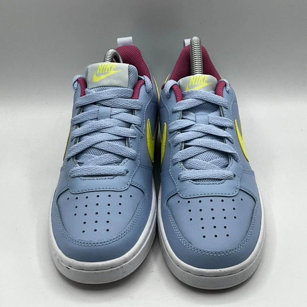 Nike Court Borough 2 Low -6Y Cobalt Bliss and Light Lemon Twist Youth Size 4.5 Y